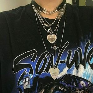 Y2K silver heart silver chain necklace